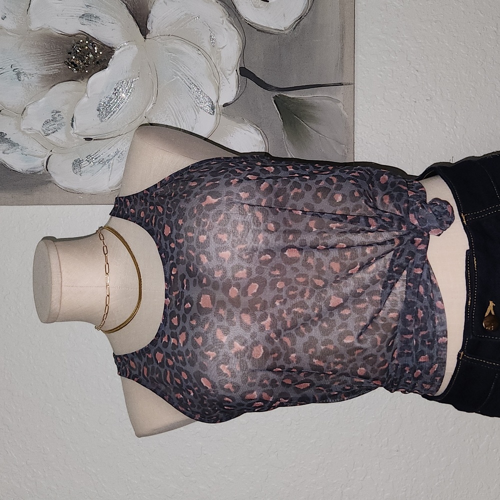 Victoria's Secret Orange Gray Crop Tie Front Tank